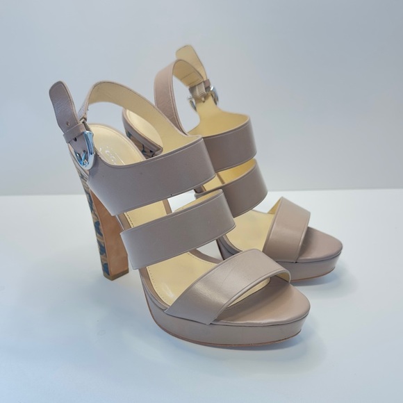 Coach Bertta Taupe Leather Platform Heels – Size 7B - Picture 2 of 8